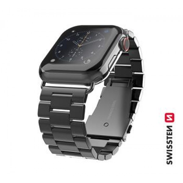 Swissten Apple Watch fém szíj, 42-44 mm - Fekete