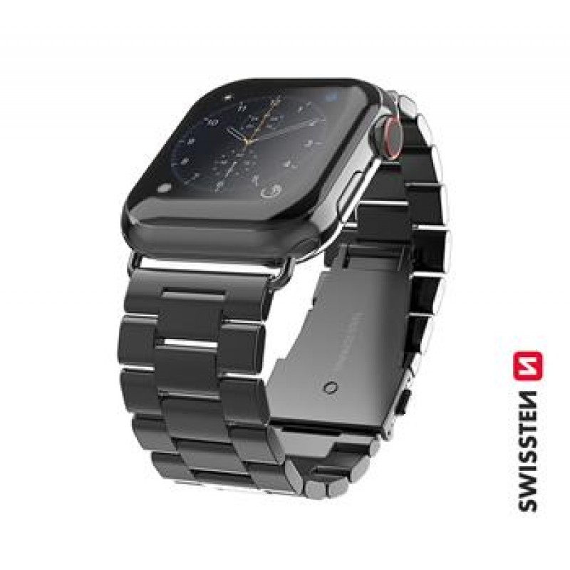Swissten Apple Watch fém szíj, 42-44 mm - Fekete