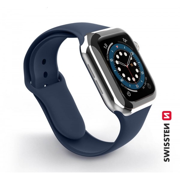Swissten Apple Watch szilikon szíj, 42-44 mm - Navy Blue