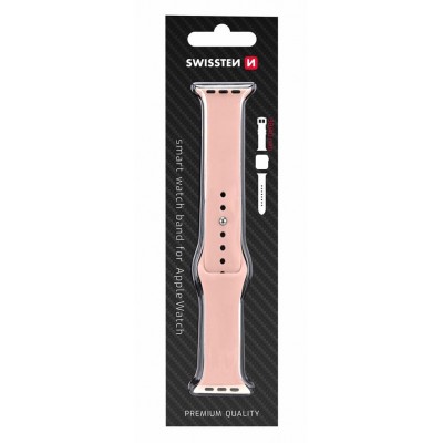 Swissten Apple Watch szilikon szíj, 38-40 mm - Rózsaszín homok