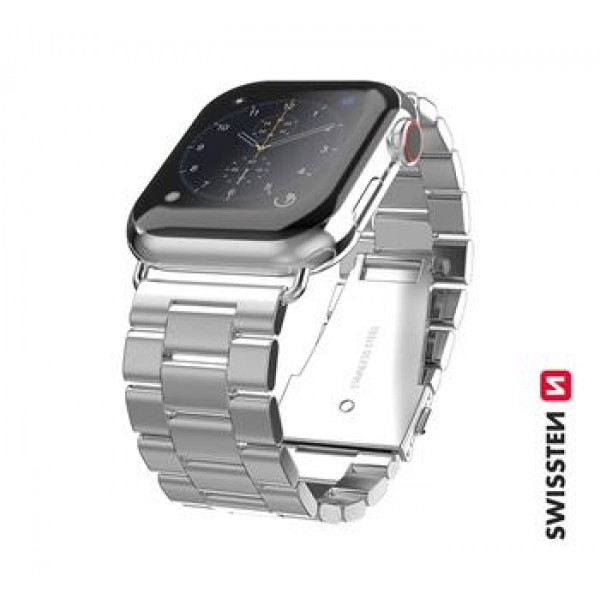 Swissten Apple Watch fém szíj, 42-44 mm - Ezüst